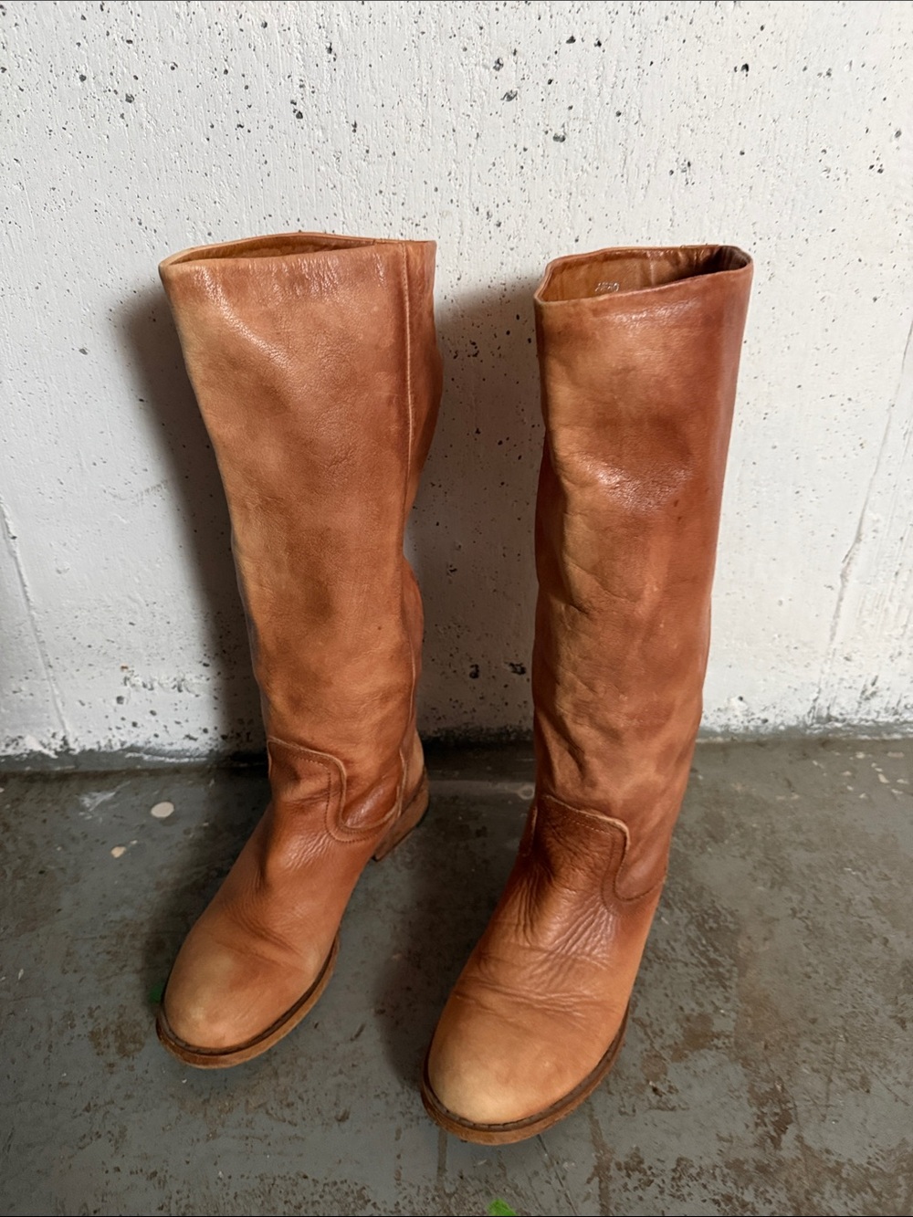 Classic Tall Leather Boots in Cognac, 9